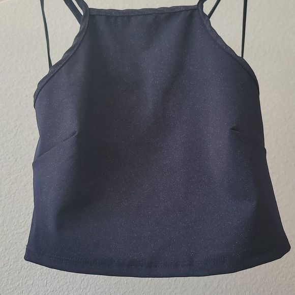 Windsor High Neck Crop Top - Blue Glitter S - Picture 3 of 8